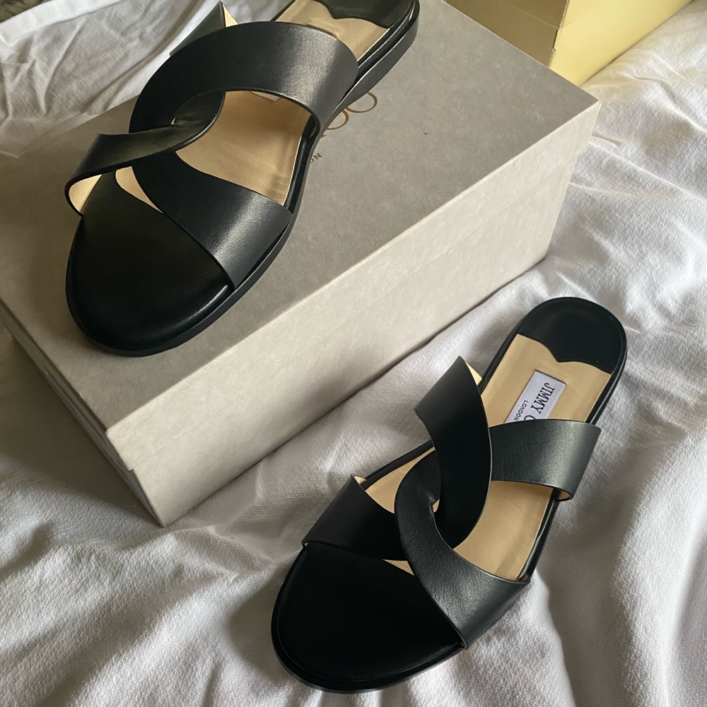 Jimmy Choo Atia Flat Black Sandal